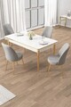 Set masa si scaune (5 Pieces), Hanah Home, Rewa, Alb / Auriu / Gri