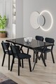 Set masa si scaune (5 Pieces), Hanah Home, Reglare, Marmură neagră / Antracit