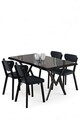 Set masa si scaune (5 Pieces), Hanah Home, Reglare, Marmură neagră / Antracit