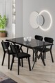 Set masa si scaune (5 piese), Hanah Home, Akort, Marmură neagră / Negru
