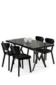 Set masa si scaune (5 piese), Hanah Home, Akort, Marmură neagră / Negru
