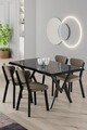 Set masa si scaune (5 piese), Hanah Home, Akort, Marmură neagră / Cappuccino