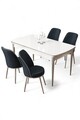 Set masa extensibila si scaune (5 piese), Hanah Home, Nira, Alb / Crom / Antracit