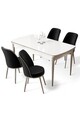 Set masa extensibila si scaune (5 piese), Hanah Home, Nira, Alb / Crom / Negru