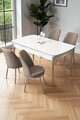Set masa extensibila si scaune (5 piese), Hanah Home, Nira, Alb / Crom / Cappuccino