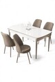 Set masa extensibila si scaune (5 piese), Hanah Home, Nira, Alb / Crom / Cappuccino
