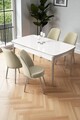 Set masă și scaune extensibile (5 Pieces), Hanah Home, Severă, Alb / Crom / Crem