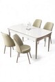 Set masă și scaune extensibile (5 Pieces), Hanah Home, Severă, Alb / Crom / Crem