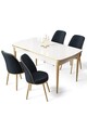 Set masa extensibila si scaune (5 piese), Hanah Home, Nira, Alb / Auriu / Antracit
