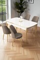 Set masa extensibila si scaune (5 piese), Hanah Home, Nira, Alb / Auriu / Cappuccino