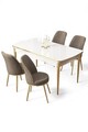 Set masa extensibila si scaune (5 piese), Hanah Home, Nira, Alb / Auriu / Cappuccino