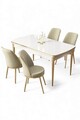 Set masa extensibila si scaune (5 piese), Hanah Home, Nira, Alb / Auriu / Crem