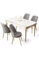 Set masa extensibila si scaune (5 piese), Hanah Home, Nira, Alb / Auriu / Gri