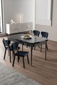 Set masa extensibila si scaune (5 piese), Hanah Home, Exve, Marmură neagră / Antracit