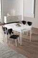 Set masa extensibila si scaune (5 piese), Hanah Home, Exve, Alb/Negru