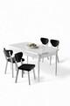 Set masa extensibila si scaune (5 piese), Hanah Home, Exve, Alb/Negru