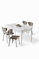 Set masa extensibila si scaune, Hanah Home, Exve, Alb / Cappuccino