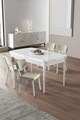 Set masa extensibila si scaune (5 piese), Hanah Home, Exve, Alb / Crem