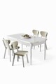 Set masa extensibila si scaune (5 piese), Hanah Home, Exve, Alb / Crem
