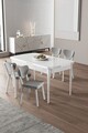 Set masa extensibila si scaune (5 piese), Hanah Home, Exve, Alb/Gri