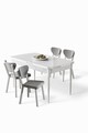 Set masa extensibila si scaune (5 piese), Hanah Home, Exve, Alb/Gri