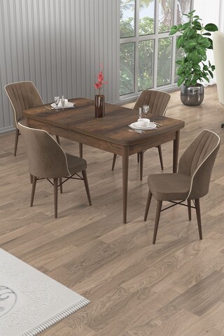 Set masa extensibila si scaune (5 piese), Hanah Home, Uzi, Baroc / Maro