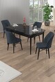 Set masa extensibila si scaune (5 piese), Hanah Home, Uzi, Marmură neagră / Antracit