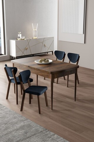 Set masa extensibila si scaune (5 piese), Hanah Home, Exve, Baroc / antracit