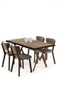 Set masă și scaune (5 bucăți), Hanah Home, Akort, Pin Atlantic / Cappuccino