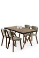 Set masă și scaune (5 bucăți), Hanah Home, Akort, Pin Atlantic / Crem