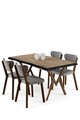 Set masă și scaune (5 bucăți), Hanah Home, Akort, Pin Atlantic / Gri