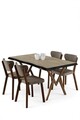 Set masă și scaune (5 bucăți), Hanah Home, Akort, Travertin / Cappuccino
