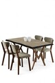 Set masă și scaune (5 bucăți), Hanah Home, Akort, Travertin / Crem