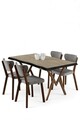 Set masă și scaune (5 bucăți), Hanah Home, Akort, Travertin / Gri