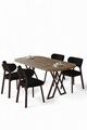 Set masă și scaune (5 bucăți), Hanah Home, Axton, Pin Atlantic / Negru
