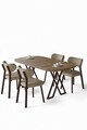 Set masă și scaune (5 bucăți), Hanah Home, Axton, Pin Atlantic / Cappuccino