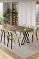 Set masă și scaune (5 bucăți), Hanah Home, Axton, Pin Atlantic / Crem