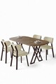 Set masă și scaune (5 bucăți), Hanah Home, Axton, Pin Atlantic / Crem