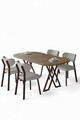 Set masă și scaune (5 bucăți), Hanah Home, Axton, Pin Atlantic / Gri