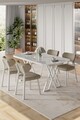 Set masă și scaune (5 bucăți), Hanah Home, Axton, Alb / Cappuccino