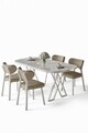 Set masă și scaune (5 bucăți), Hanah Home, Axton, Alb / Cappuccino