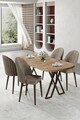 Set masă și scaune (5 bucăți), Hanah Home, Kaye, Pin Atlantic / Cappuccino