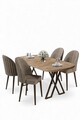 Set masă și scaune (5 bucăți), Hanah Home, Kaye, Pin Atlantic / Cappuccino