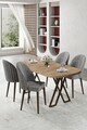 Set masă și scaune (5 bucăți), Hanah Home, Kaye, Pin Atlantic / Gri