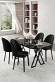 Set masă și scaune (5 bucăți), Hanah Home, Kaye, Marmură neagră / Negru