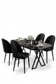 Set masă și scaune (5 bucăți), Hanah Home, Kaye, Marmură neagră / Negru