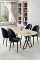 Set masă și scaune (5 bucăți), Hanah Home, Kaye, Travertin / Antracit