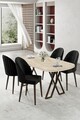 Set masă și scaune (5 bucăți), Hanah Home, Kaye, Travertin / Negru