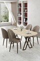 Set masă și scaune (5 bucăți), Hanah Home, Kaye, Travertin / Cappuccino