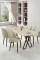 Set masă și scaune (5 bucăți), Hanah Home, Kaye, Travertin / Crem